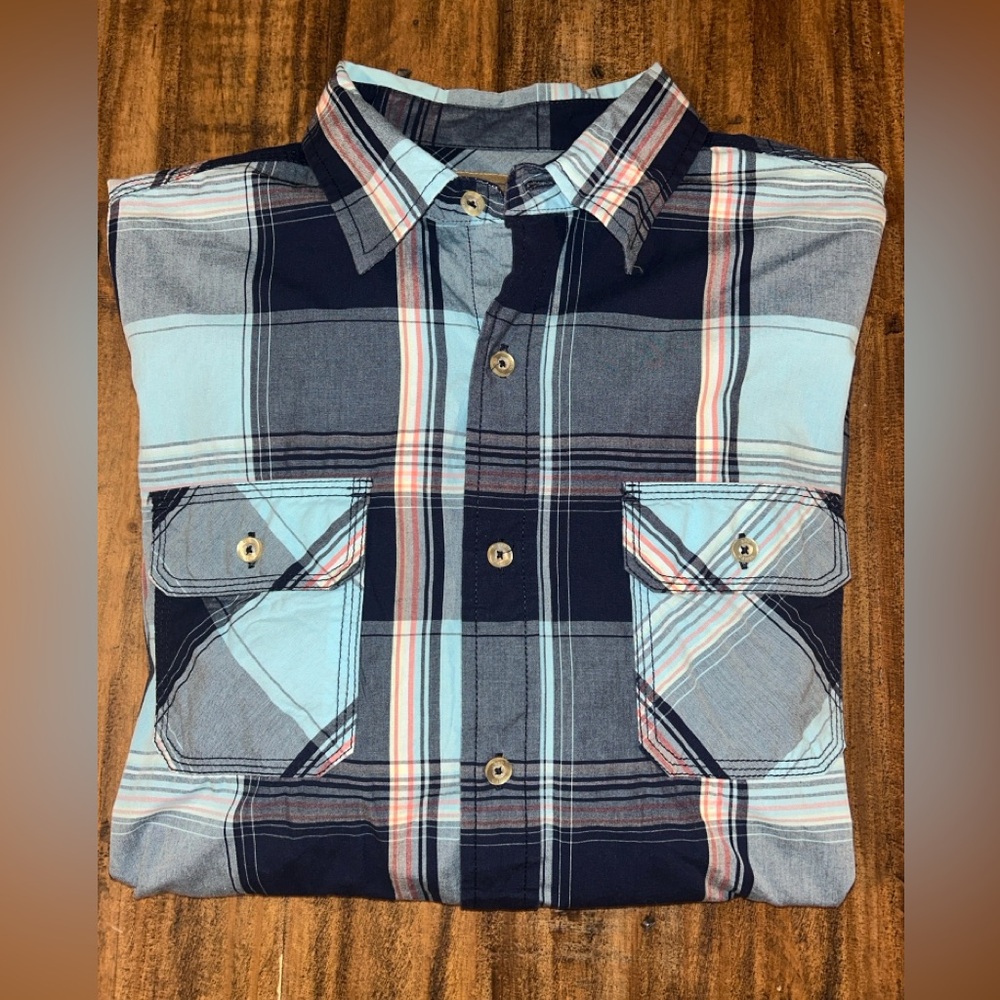 Red Camel Men's Large Long Sleeve Plaid Button-Down Shirt